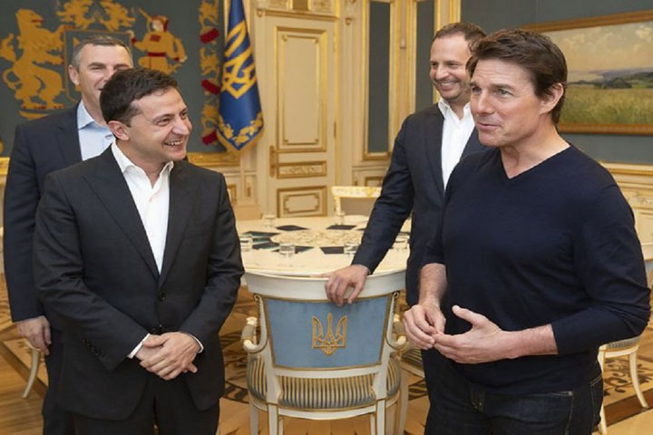 ‘You’re good-looking’: Ukraine’s leader woos Tom Cruise