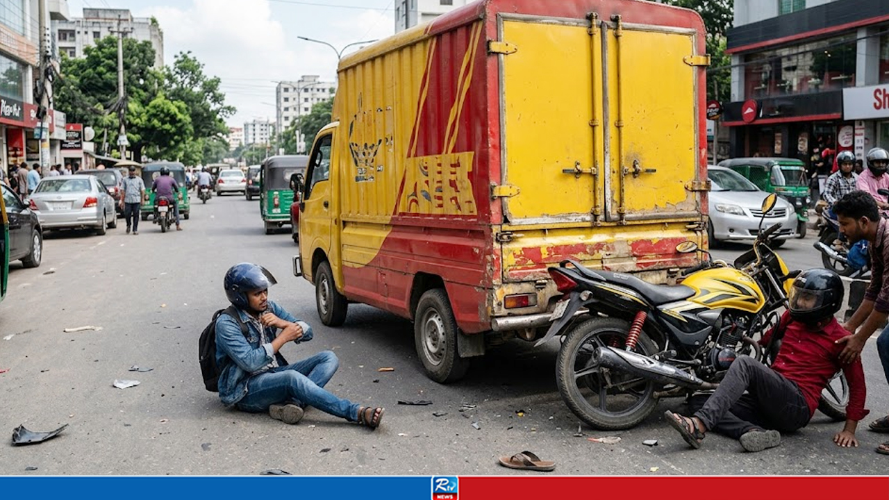 রাজধানীতে কাভার্ড ভ্যানের ধাক্কায় প্রাণ হারালেন ২ মোটরসাইকেল আরোহী