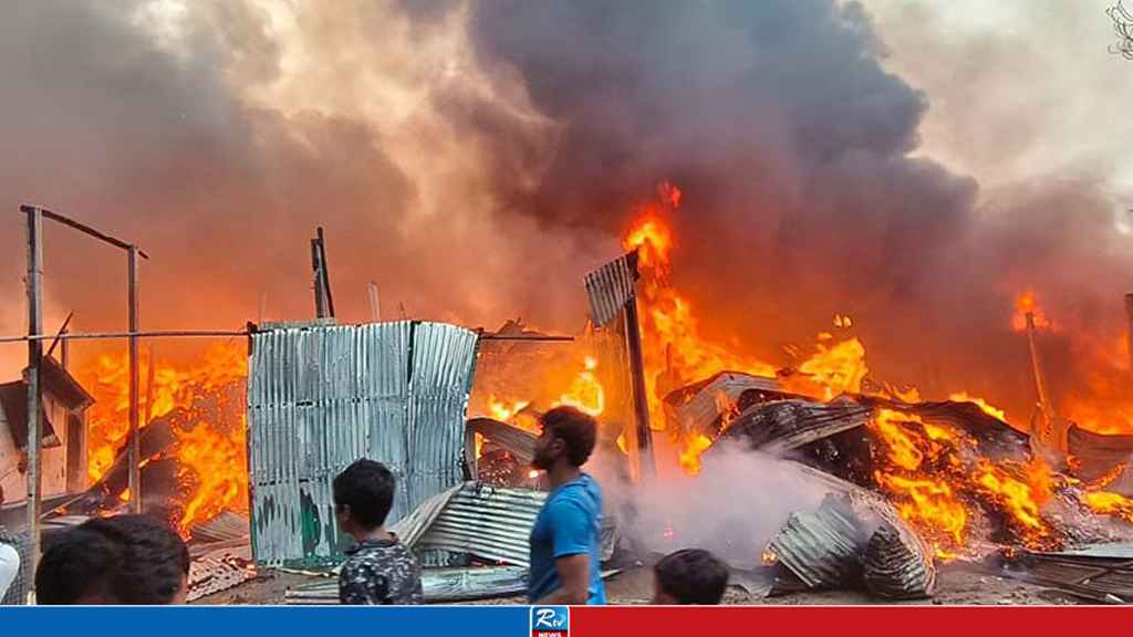 Fire Guts Jhut Scrap Warehouses in Gazipur