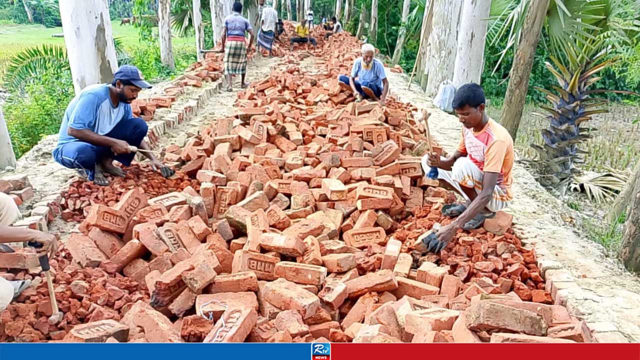 আরটিভিতে সংবাদ প্রকাশের পর সেই সড়ক থেকে সরছে নিম্নমানের ইট