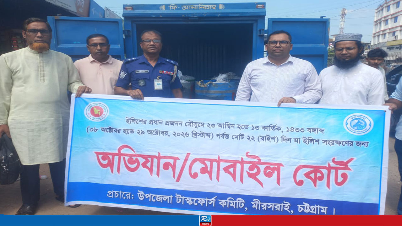 মীরসরাইয়ে ৩৯৫ কেজি ইলিশ জব্দ, একজনের ৭ দিনের কারাদণ্ড